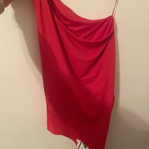 Red one shoulder bathing suit